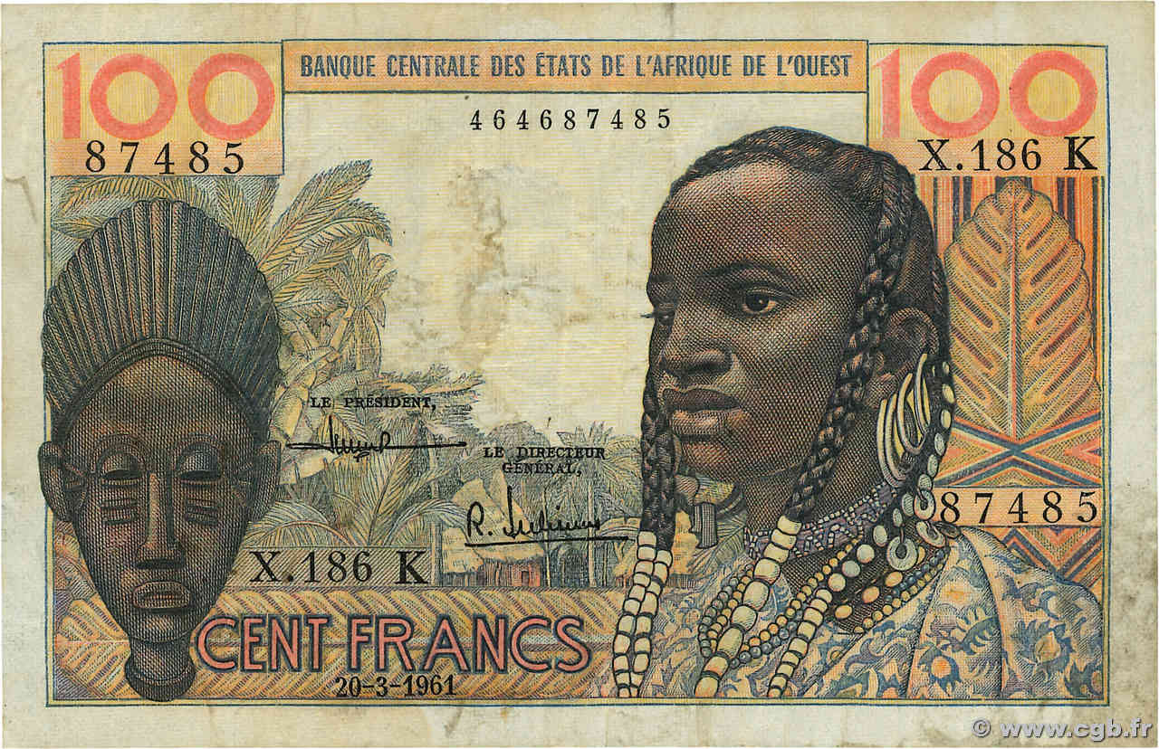 100 Francs ÉTATS DE L AFRIQUE DE L OUEST  1961 P.701Kc TB