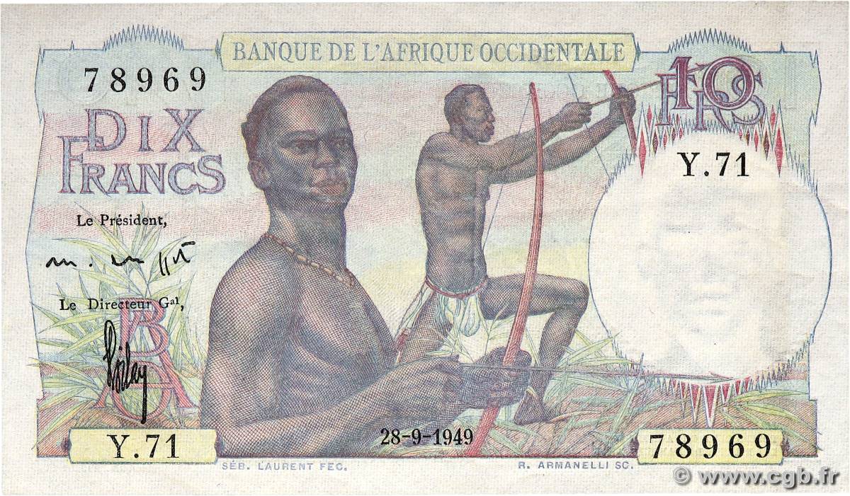 10 Francs AFRIQUE OCCIDENTALE FRANÇAISE (1895-1958)  1949 P.37 TTB+