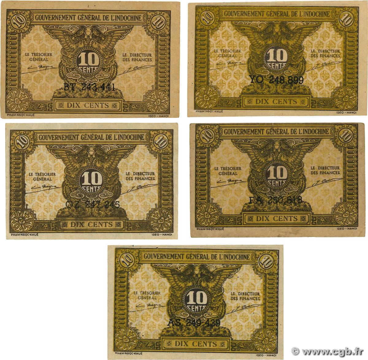 10 Cents Lot INDOCHINE FRANÇAISE  1942 P.089a SUP