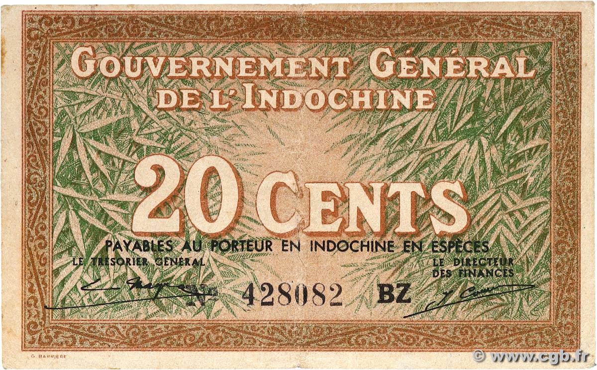 20 Cents INDOCHINE FRANÇAISE  1939 P.086d TTB+