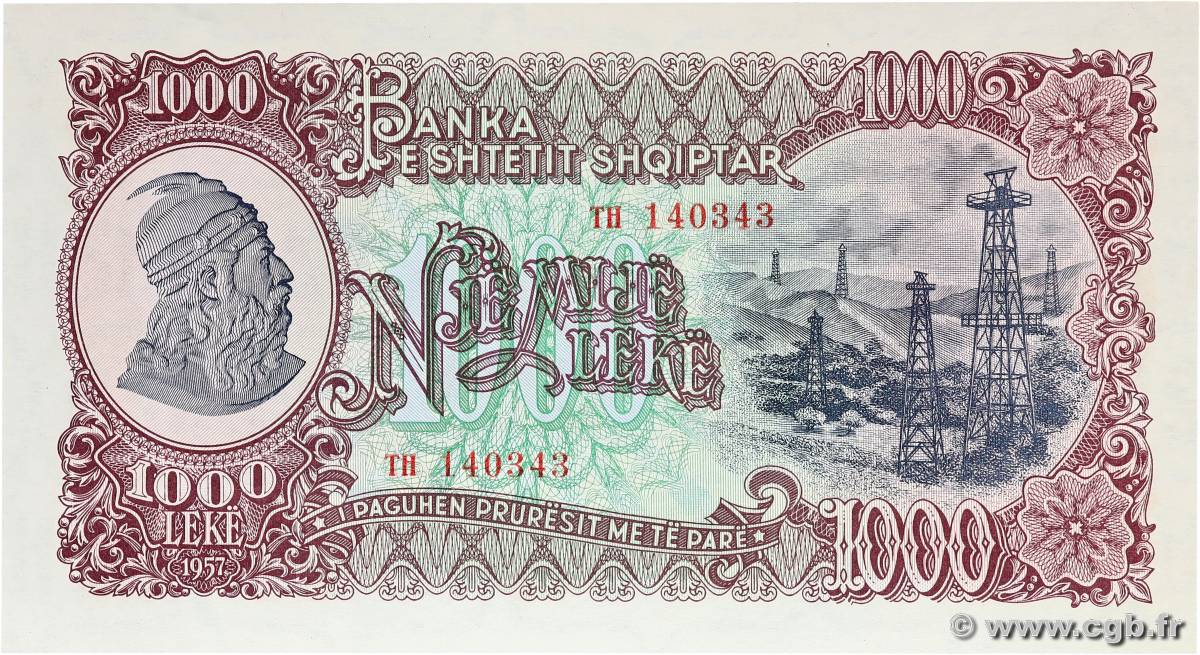 1000 Lekë ALBANIE  1957 P.32 NEUF