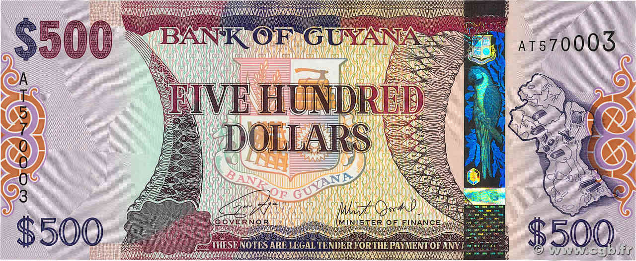 500 Dollars GUIANA  2019 P.37b UNC