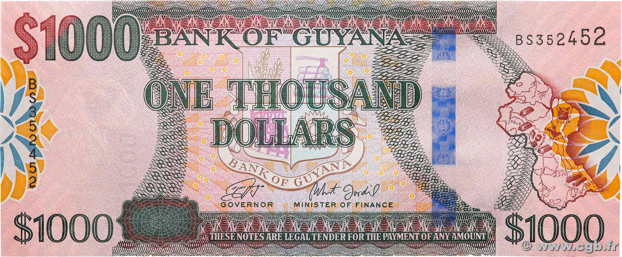 1000 Dollars GUYANA  2019 P.38c NEUF