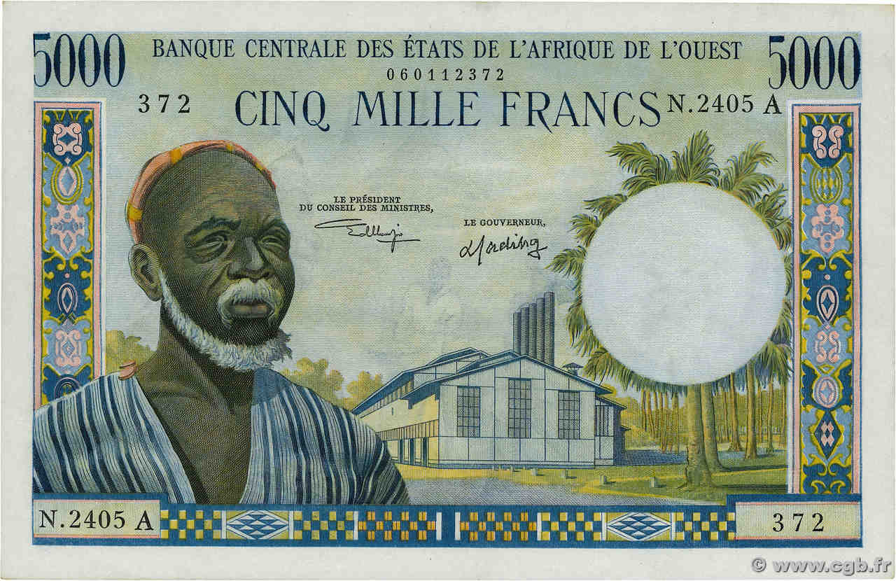 5000 Francs ÉTATS DE L AFRIQUE DE L OUEST  1976 P.104Ai SPL+