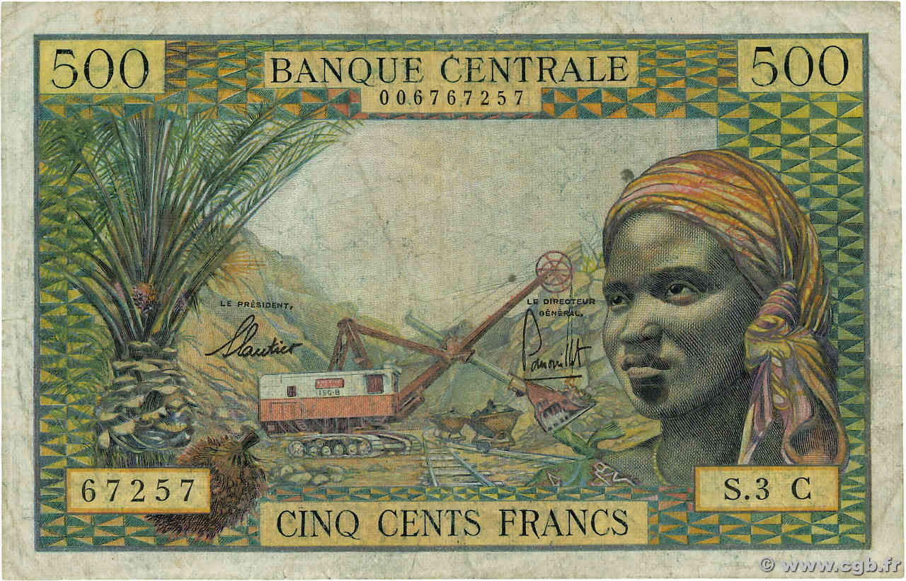 500 Francs EQUATORIAL AFRICAN STATES (FRENCH)  1965 P.04c VG