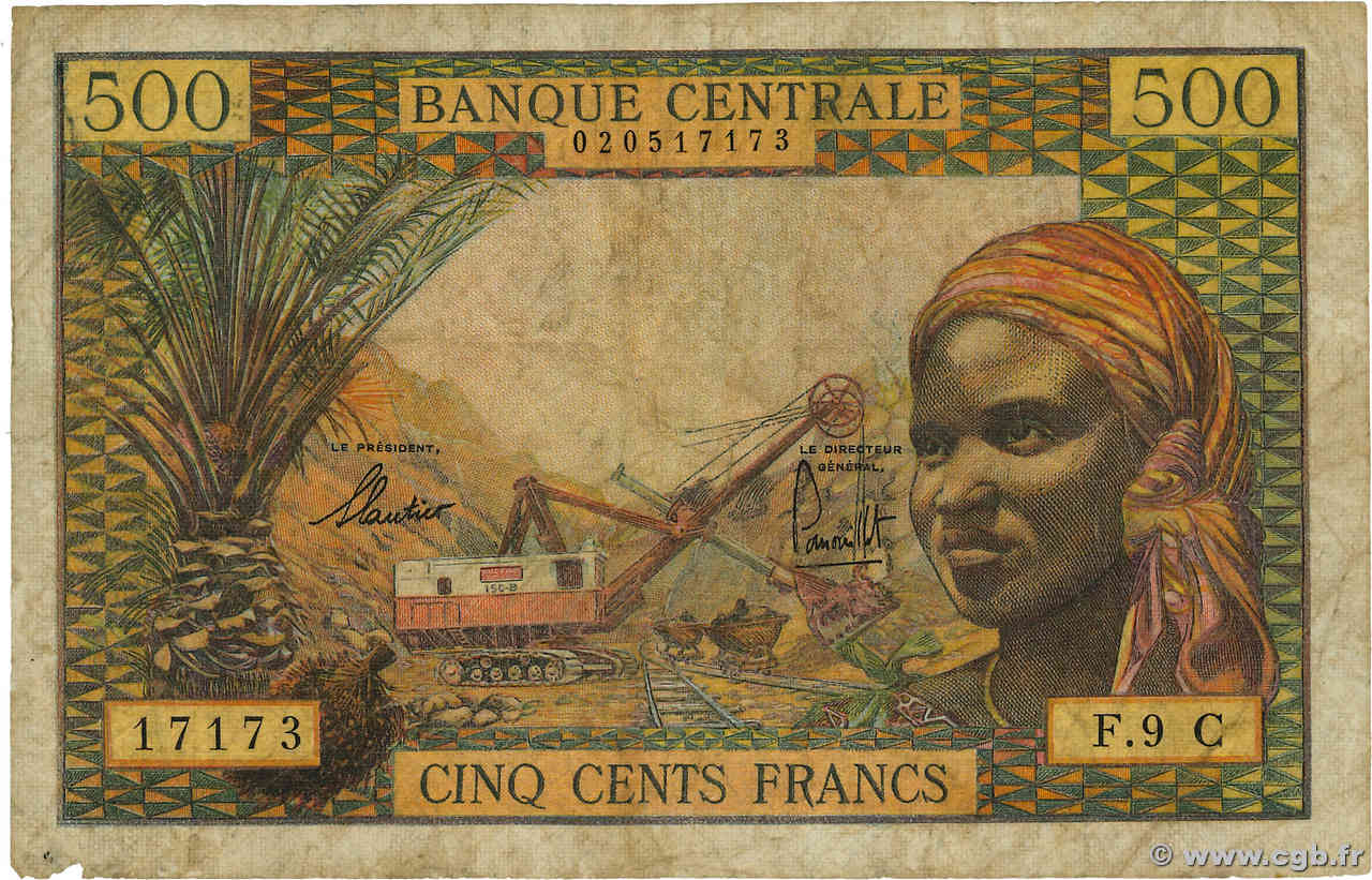 500 Francs ÉTATS DE L AFRIQUE ÉQUATORIALE  1965 P.04g B+