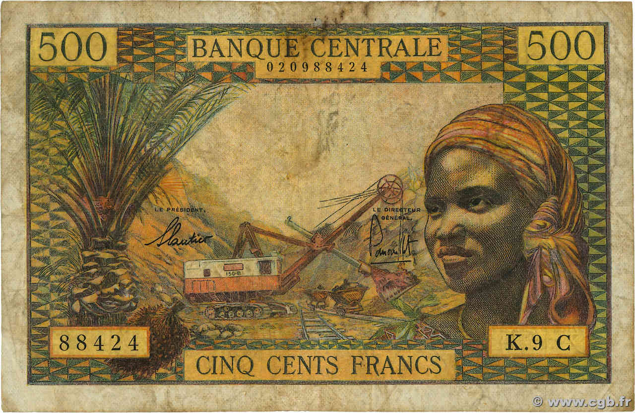 500 Francs ÉTATS DE L AFRIQUE ÉQUATORIALE  1965 P.04g B+