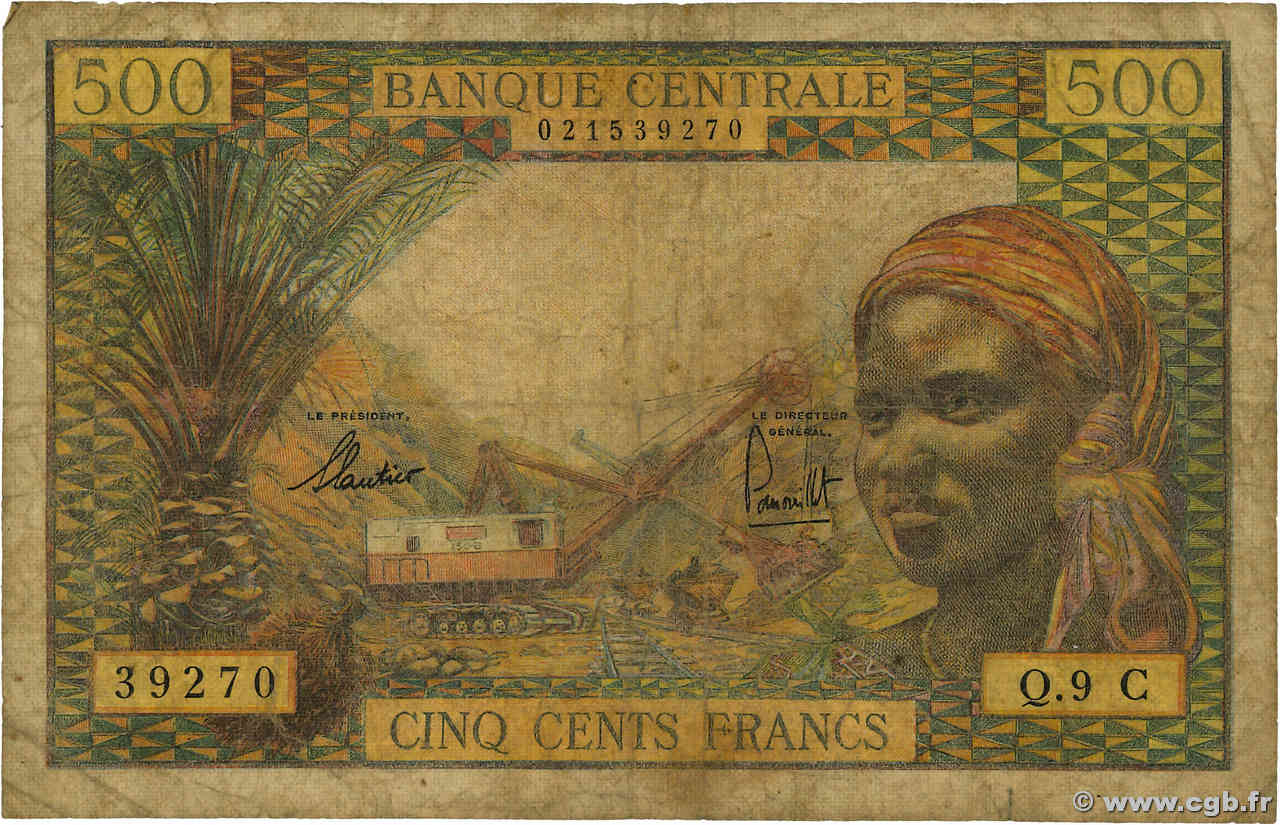 500 Francs ÉTATS DE L AFRIQUE ÉQUATORIALE  1965 P.04g B+