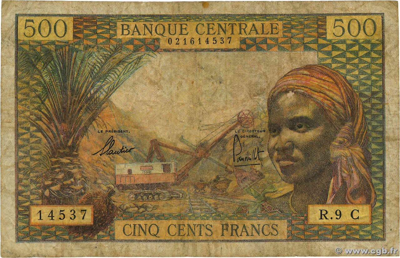 500 Francs ÉTATS DE L AFRIQUE ÉQUATORIALE  1965 P.04g B+