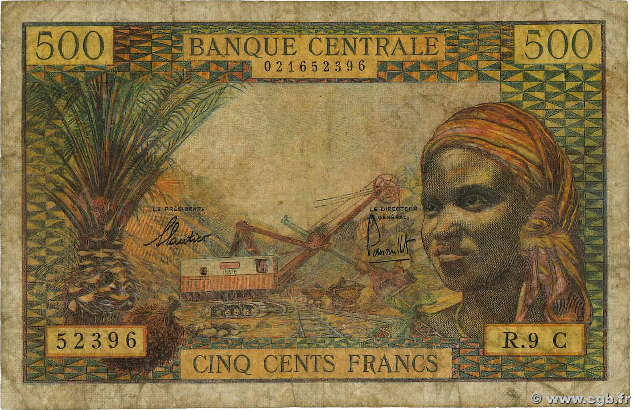 500 Francs EQUATORIAL AFRICAN STATES (FRENCH)  1965 P.04g q.MB