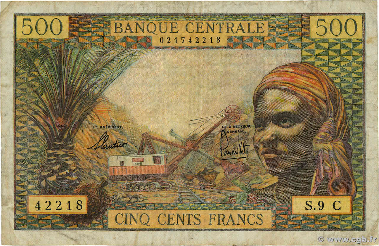 500 Francs EQUATORIAL AFRICAN STATES (FRENCH)  1965 P.04g F-