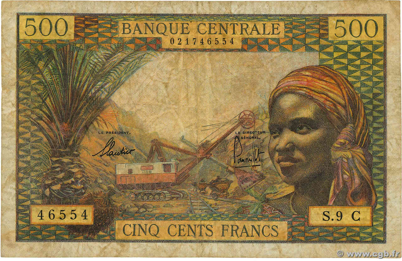 500 Francs ÉTATS DE L AFRIQUE ÉQUATORIALE  1965 P.04g B+