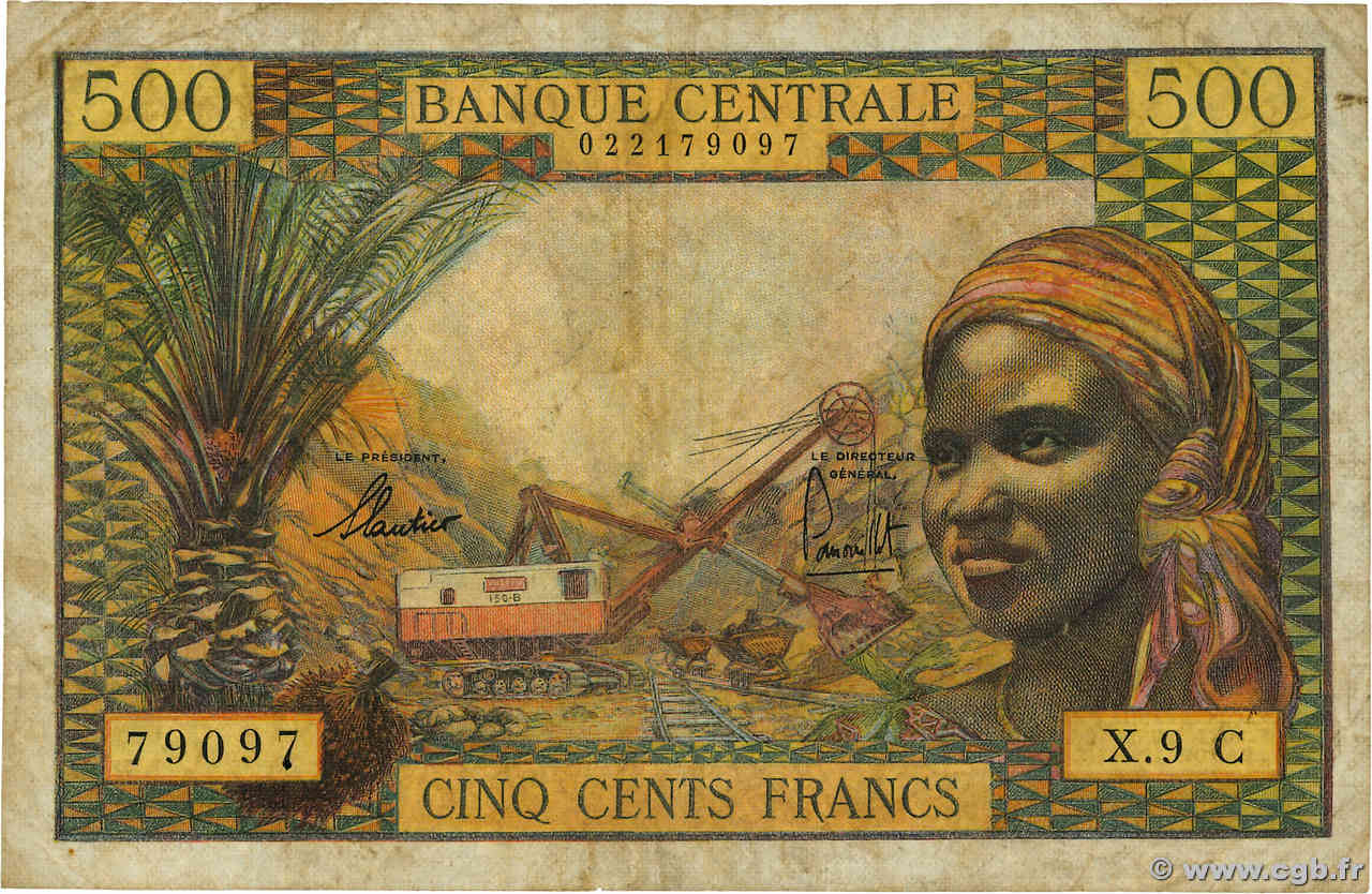 500 Francs EQUATORIAL AFRICAN STATES (FRENCH)  1965 P.04g q.MB