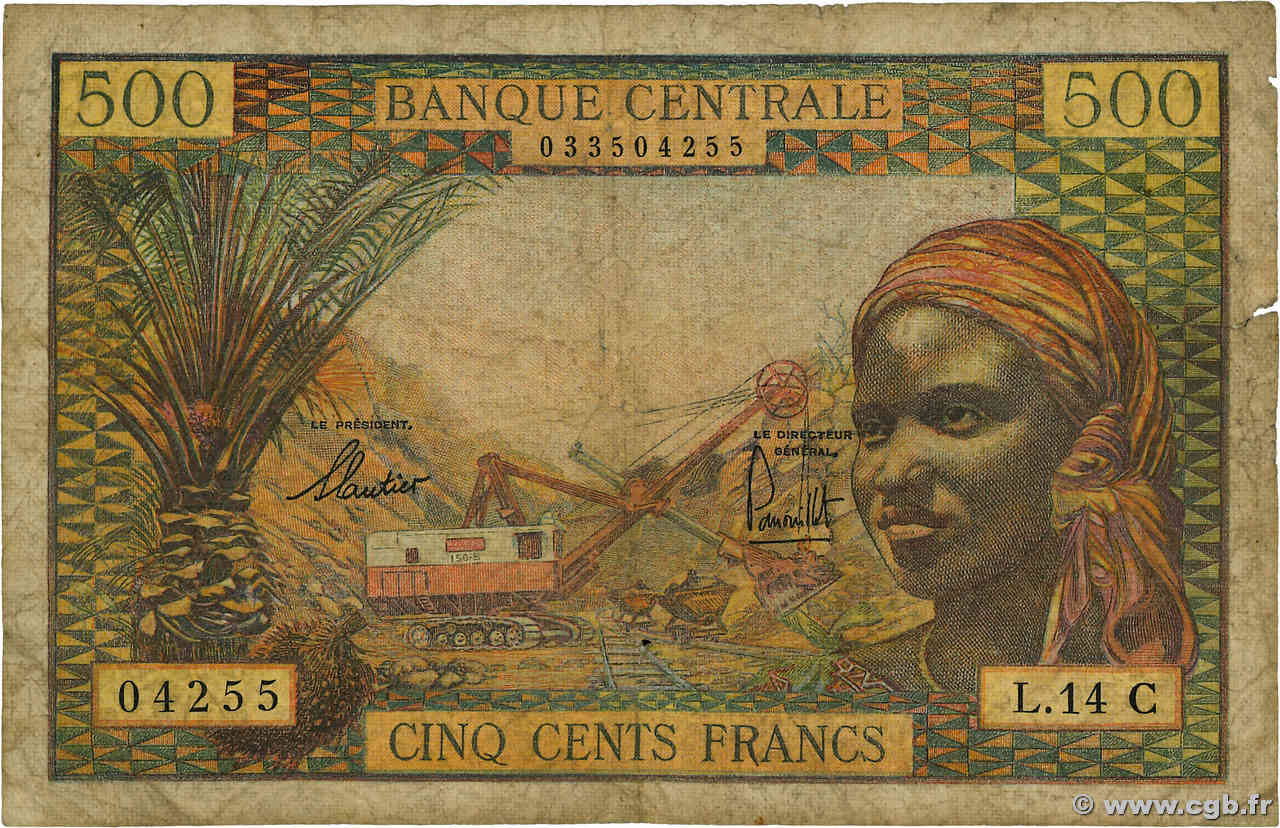 500 Francs ÉTATS DE L AFRIQUE ÉQUATORIALE  1965 P.04g B+