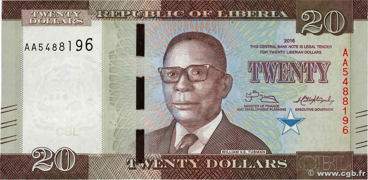 20 Dollars LIBERIA  2016 P.33 UNC