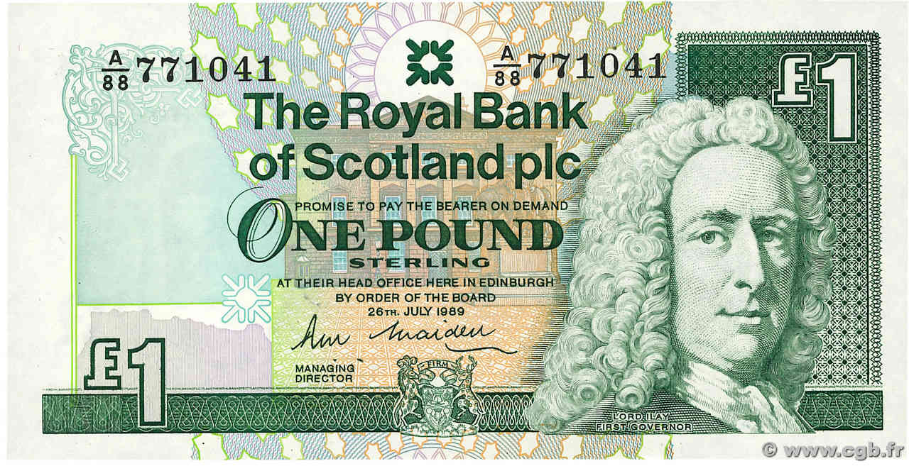 1 Pound SCOTLAND  1989 P.351a UNC