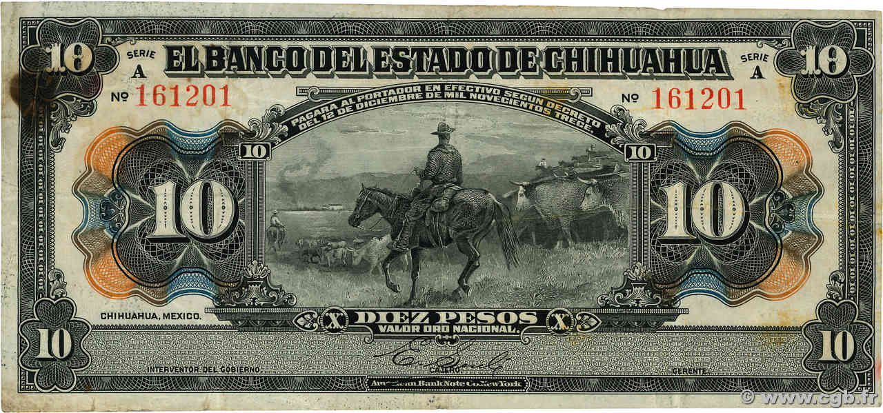 10 Pesos MEXICO  1913 PS.0133a BC