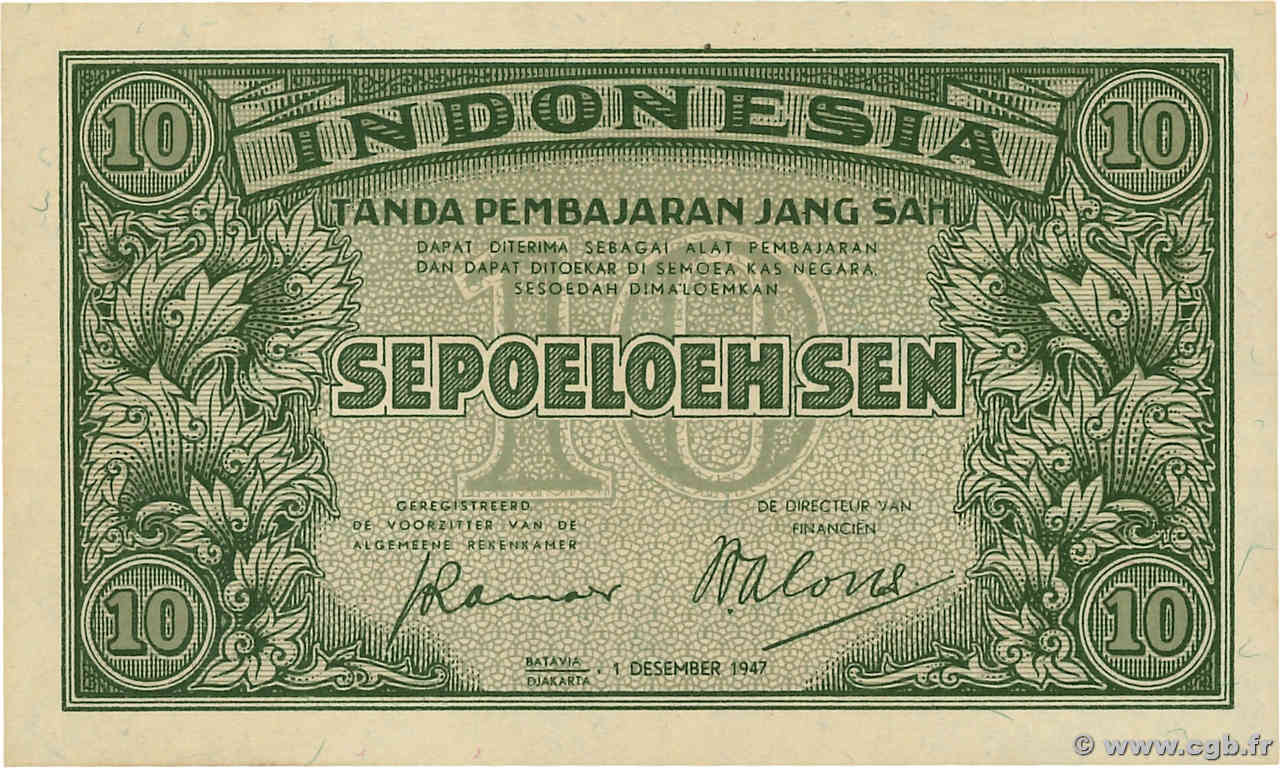 10 Sen INDONESIA  1947 P.031 FDC