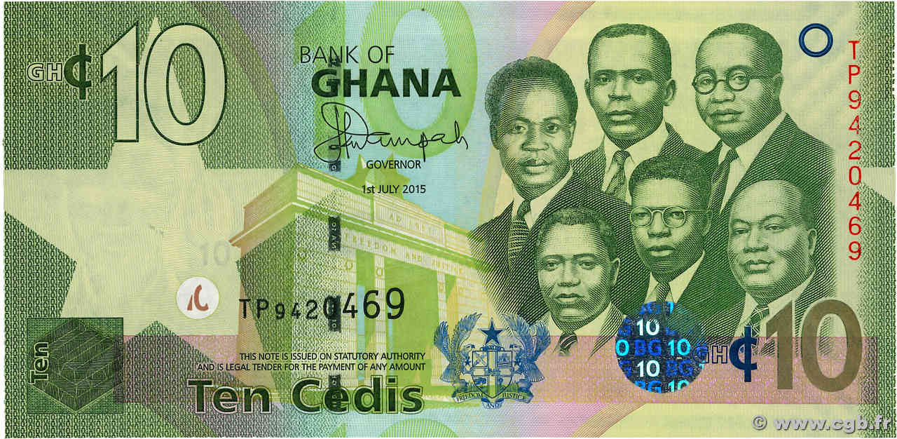 10 Cedis GHANA  2015 P.39f FDC