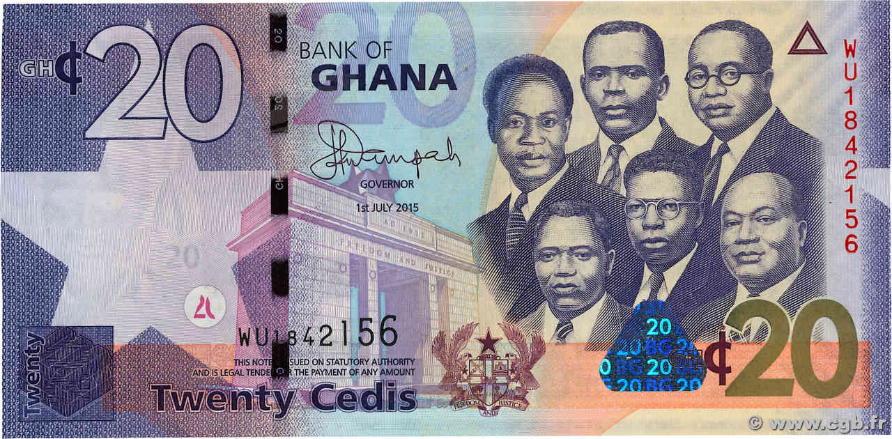 20 Cedis GHANA  2015 P.40f UNC