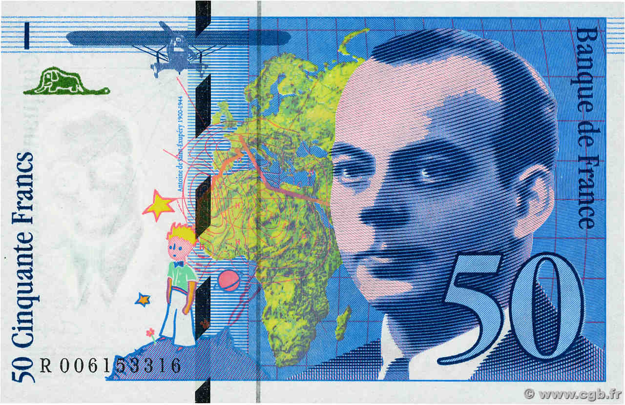 50 Francs SAINT-EXUPÉRY Mouton décalé Fauté FRANCE  1993 F.72f1.02 NEUF