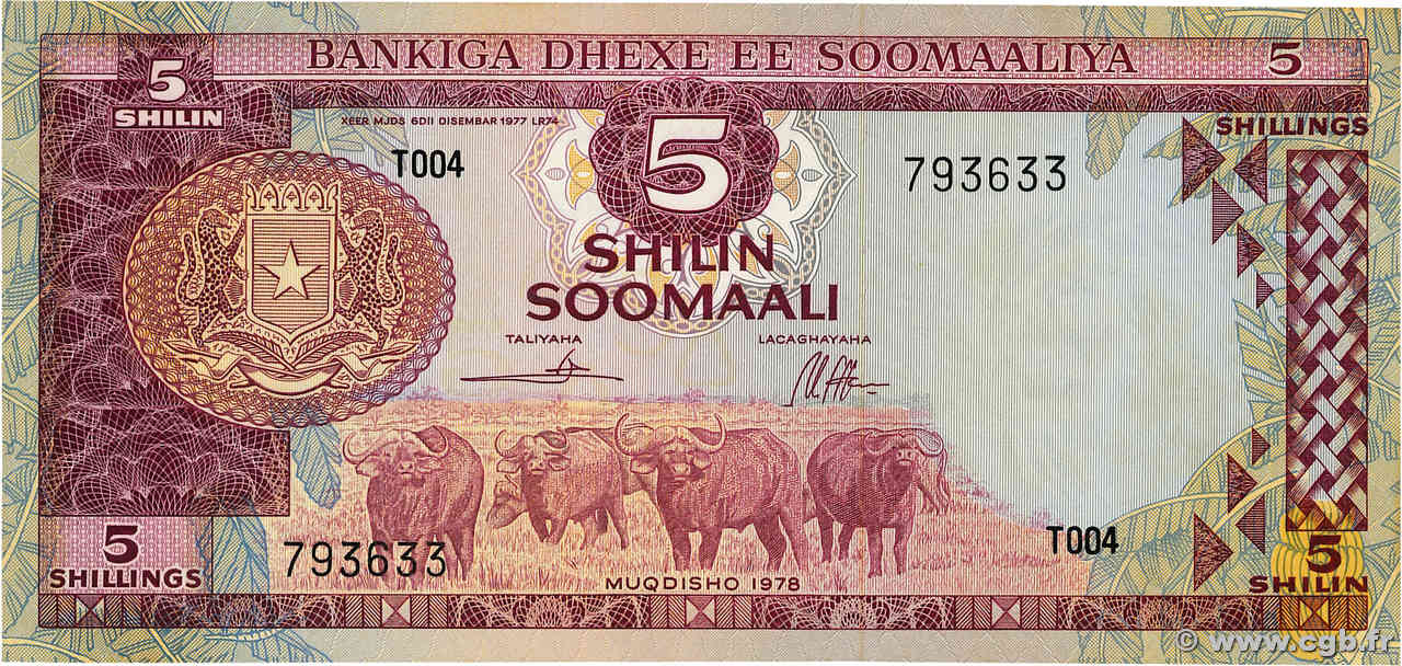 5 Shilin SOMALIE  1978 P.21 pr.NEUF