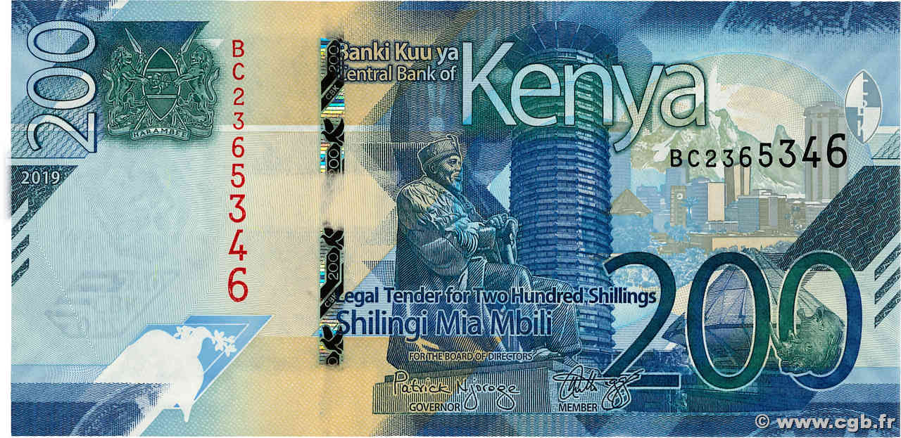 200 Shillings KENYA  2019 P.54 NEUF