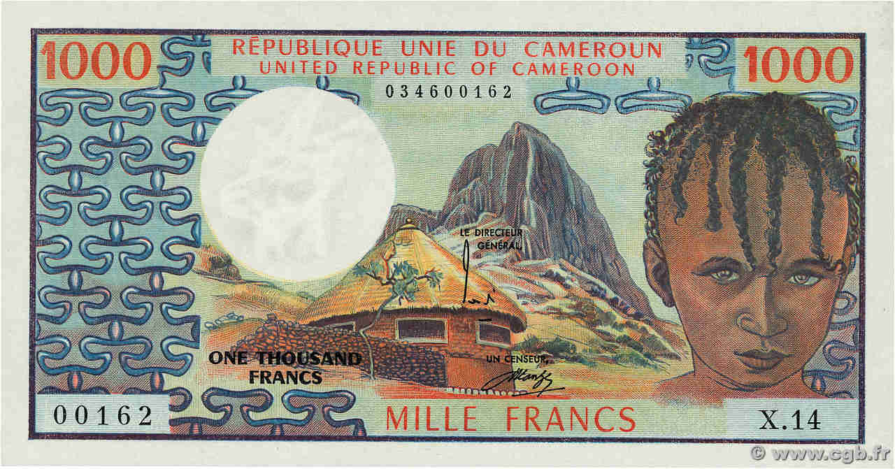 1000 Francs CAMEROON  1974 P.16a UNC