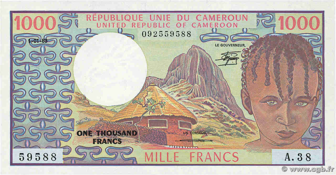 1000 Francs CAMEROON  1983 P.16d UNC