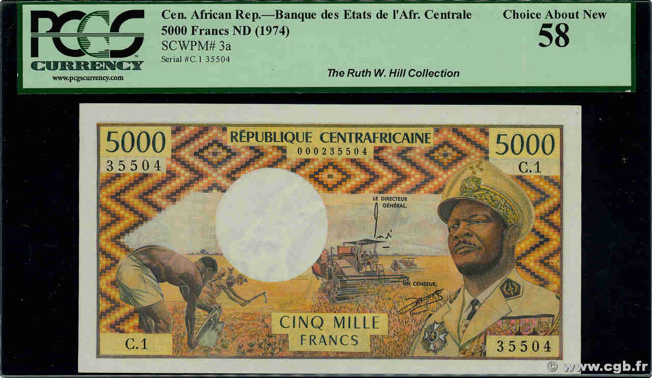 5000 Francs REPúBLICA CENTROAFRICANA  1974 P.03a SC