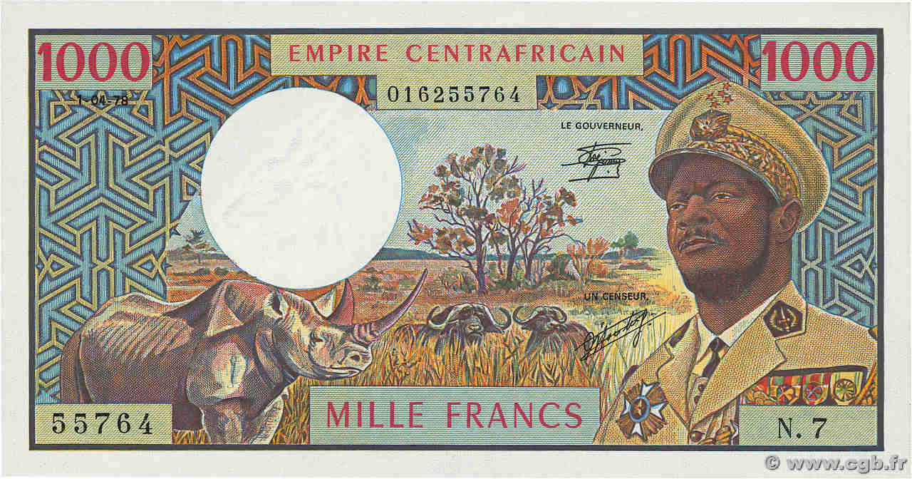 1000 Francs REPúBLICA CENTROAFRICANA  1978 P.06 SC+