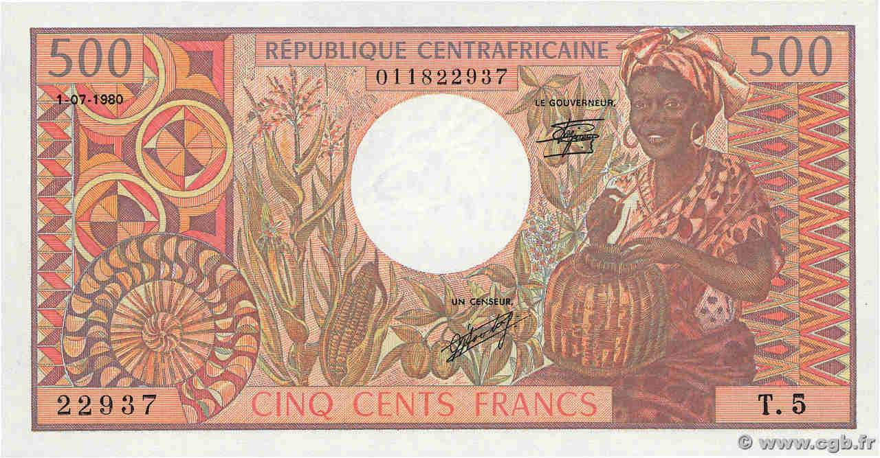 500 Francs CENTRAFRIQUE  1980 P.09 pr.NEUF