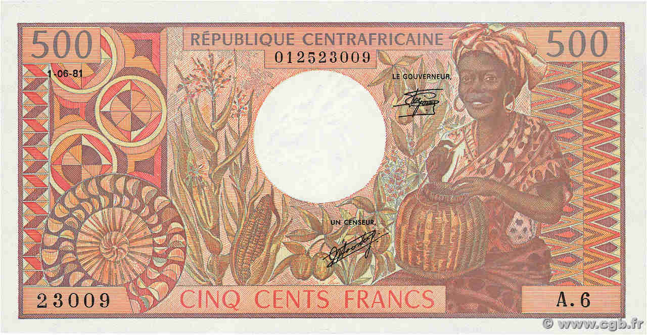 500 Francs CENTRAL AFRICAN REPUBLIC  1981 P.09 UNC