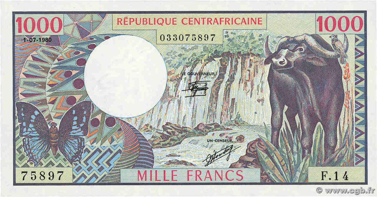 1000 Francs ZENTRALAFRIKANISCHE REPUBLIK  1980 P.10 ST