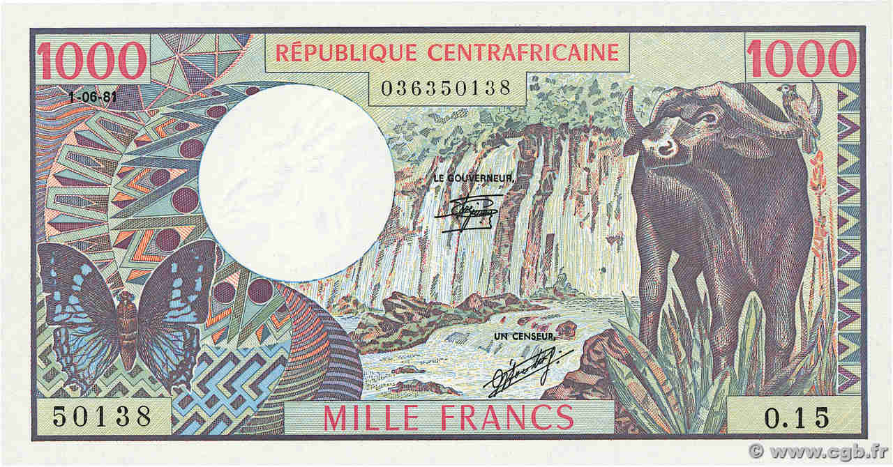 1000 Francs ZENTRALAFRIKANISCHE REPUBLIK  1981 P.10 ST