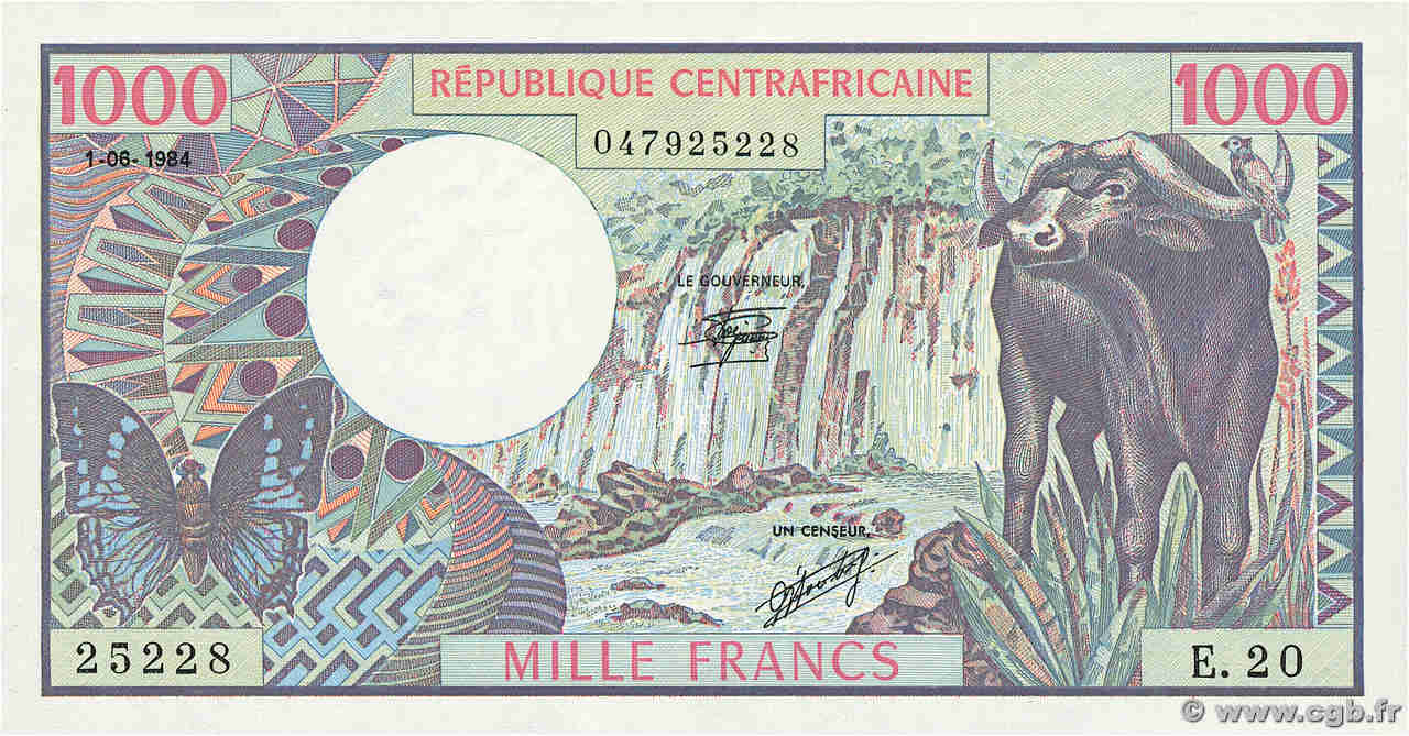 1000 Francs ZENTRALAFRIKANISCHE REPUBLIK  1984 P.10 ST