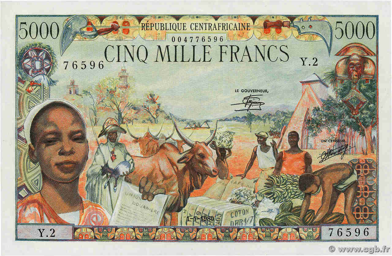 5000 Francs REPUBBLICA CENTRAFRICANA  1980 P.11 q.FDC