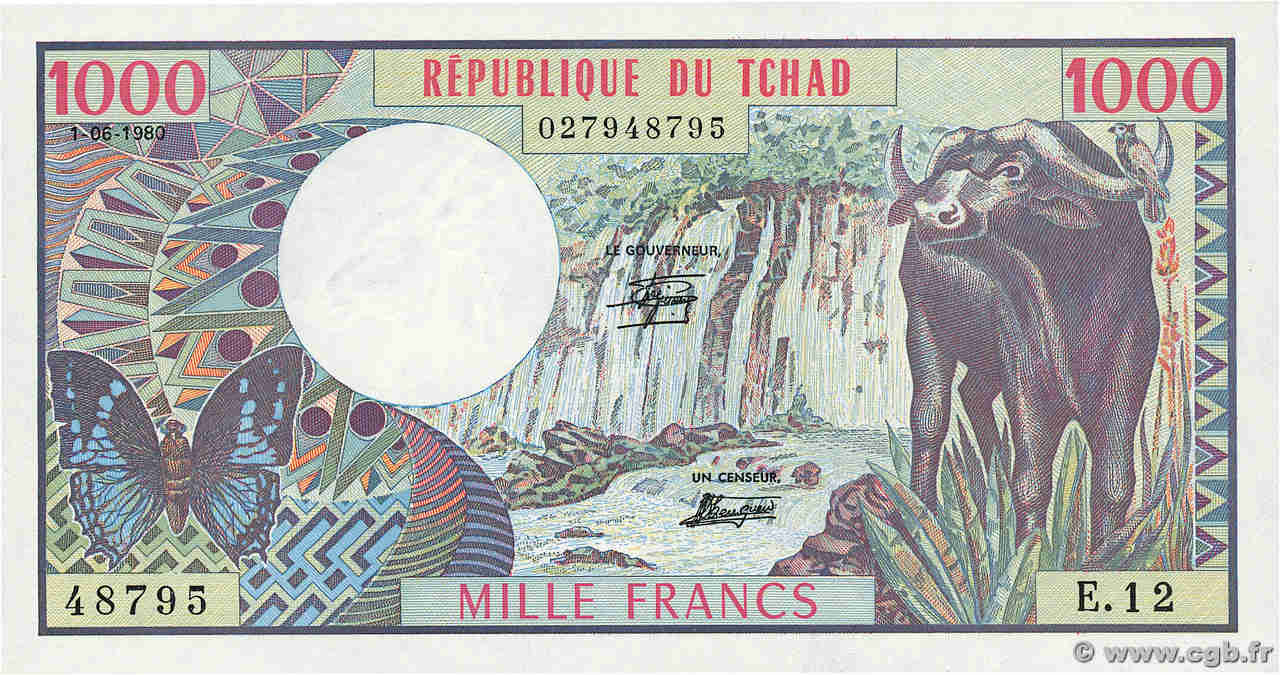 1000 Francs CHAD  1980 P.07 UNC