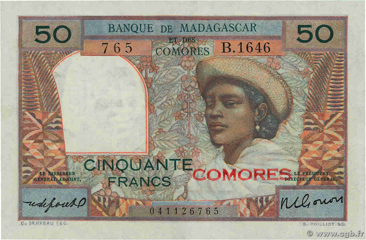 50 Francs COMORE  1963 P.02b1 FDC