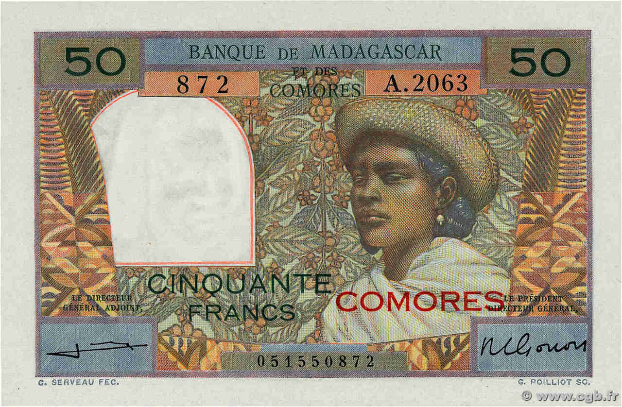 50 Francs COMOROS  1963 P.02b2 UNC