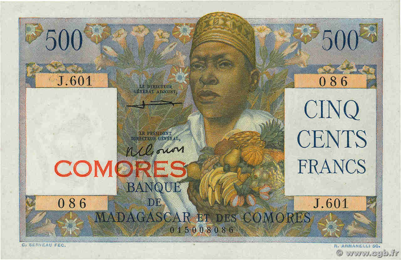 500 Francs COMORE  1963 P.04b q.FDC