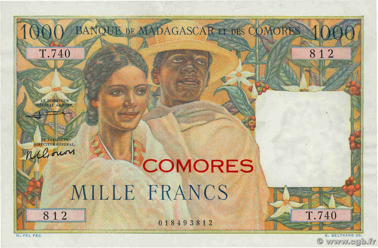 1000 Francs COMORE  1963 P.05b SPL+