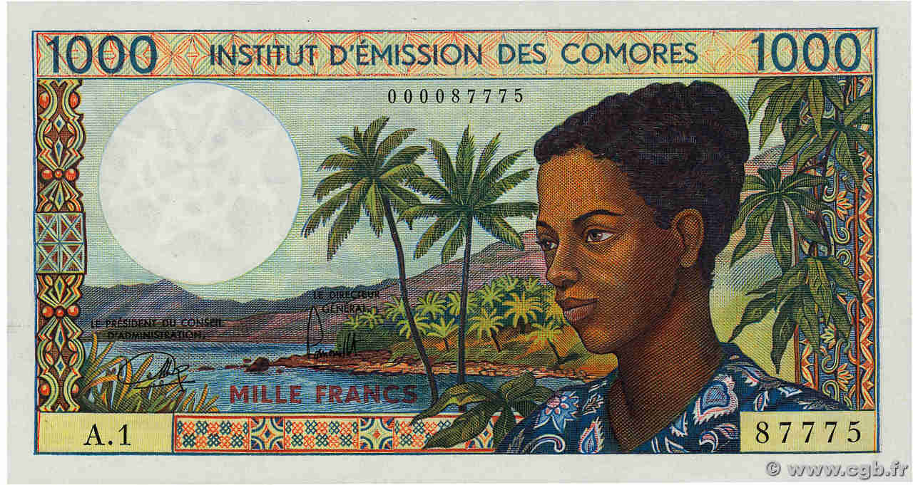 1000 Francs COMOROS  1976 P.08a UNC