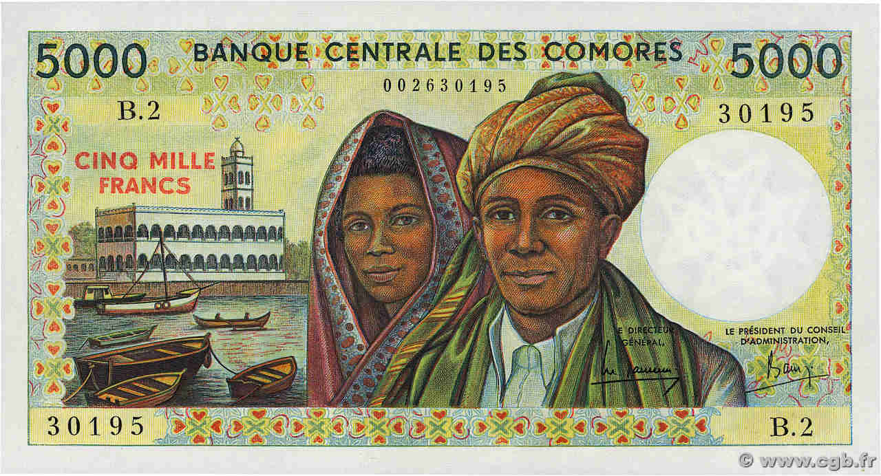 5000 Francs COMORES  1986 P.12a NEUF