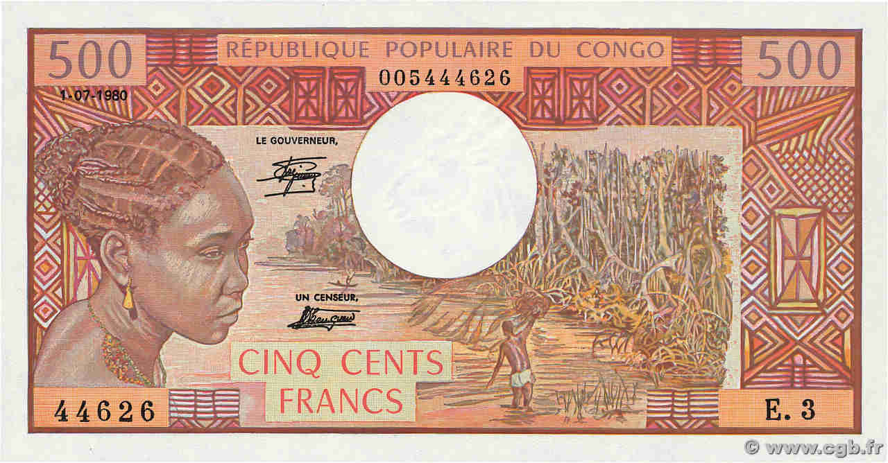 500 Francs CONGO  1980 P.02c UNC