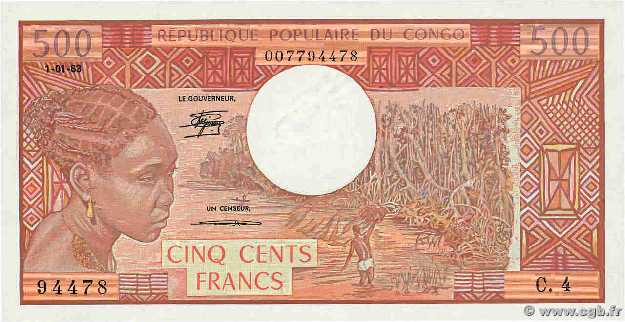 500 Francs CONGO  1983 P.02d ST