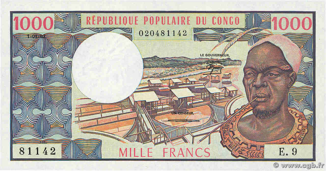 1000 Francs CONGO  1982 P.03e ST