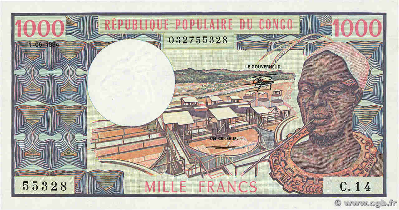 1000 Francs CONGO  1984 P.03e SC+