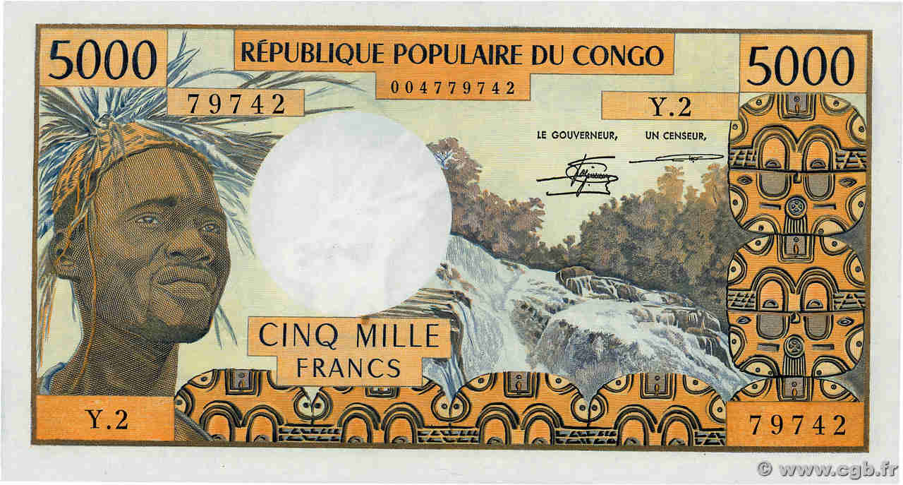 5000 Francs CONGO  1978 P.04c SC+