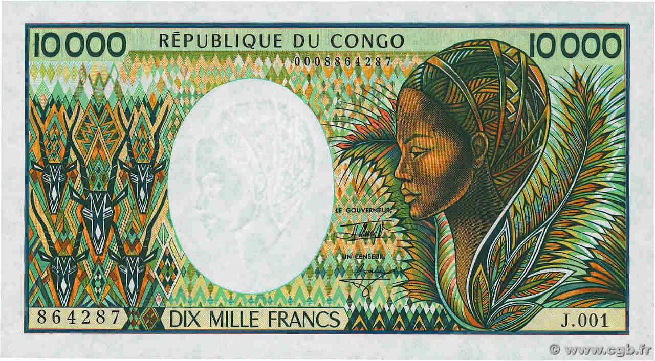 10000 Francs CONGO  1992 P.13 pr.NEUF